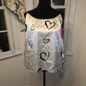 Womens Plus Size 2XL Satin Heart Print Cami Top Sleepwear Lounge‎ Wear